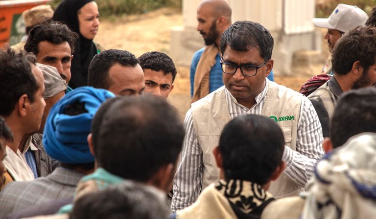 Sriskandarajah visits a camp for internally displaced people in Yemen, where Oxfam has worked for 33 years