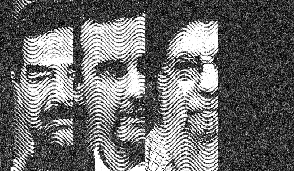 Iraq’s Sadam Hussein, Syria’s Bashar al-Assad and Iran’s Ali Khamenei. Illustration by Prospect. Source: Alamy