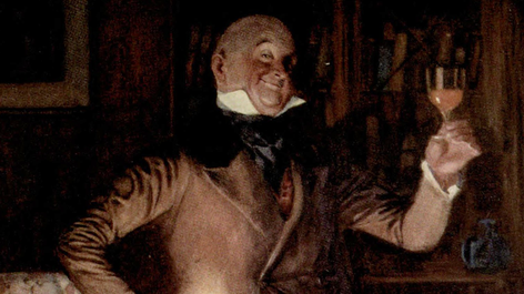 A painting of Wilkins Micawber from Charles Dickens' David Copperfield, by Frank Reynolds