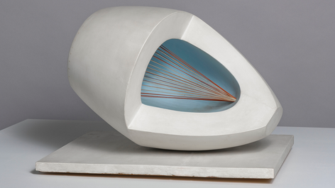 “Sculpture with Colour (Oval Form) Pale Blue and Red” (1943) by Barbara Hepworth. Image: The Hepworth Wakefield / Mark Heathcote